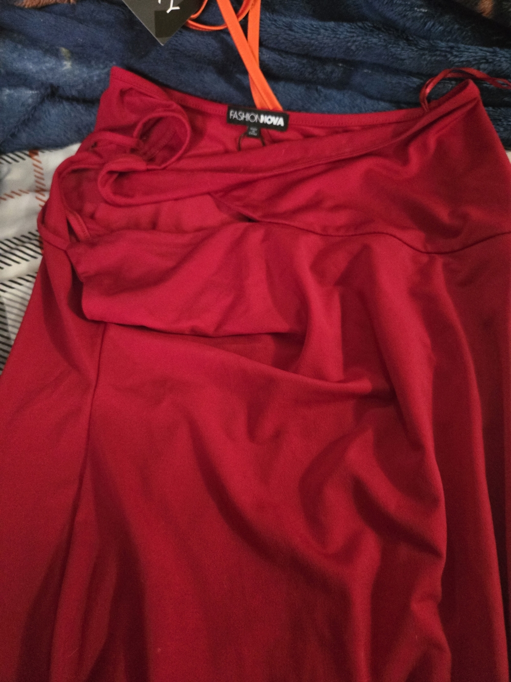 Fashion Nova Red Draped Maxi Skirt